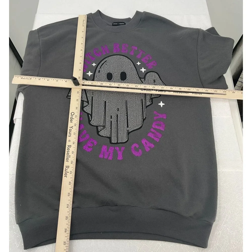Halloween Ghost Rhinestone Sweatshirt Witch Better Have My Candy XS‎ #1144